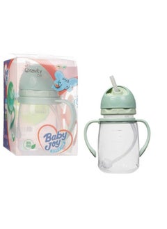 Nabhya Baby Joy Spill Proof Kids Transparent With Gravity Ball Straw Sipper Cup Water Bottle With Handles 250 Ml (Green)  - Image 2