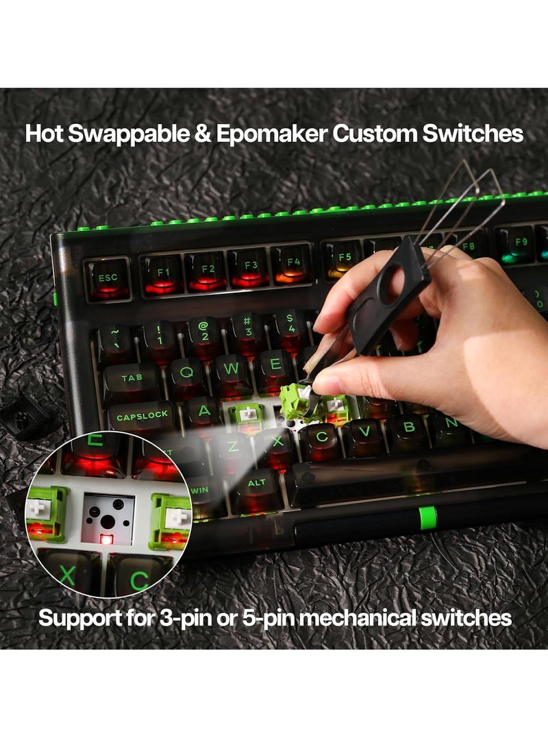 Generic - EPOMAKER Brick 87 Tri-Mode TKL Mechanical Keyboard with Stackable Block Bar, Thumb-scroll Knobs,(Clear Black, Wisteria Linear Switch) - Image 1