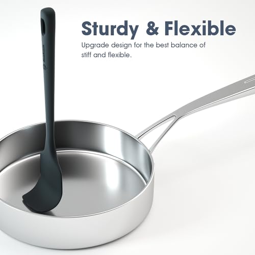 ChefAide 5 Pieces Silicone Spatula Set, Food Grade Rubber Spatula, Upgrade Strong Handle with Ergonomic Grip, Heat Resistant Up to 600°F for Nonstick Cookware, Cooking Black - Image 4