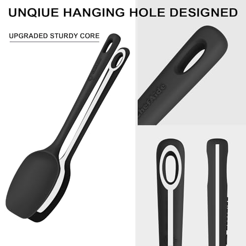 ChefAide 5 Pieces Silicone Spatula Set, Food Grade Rubber Spatula, Upgrade Strong Handle with Ergonomic Grip, Heat Resistant Up to 600°F for Nonstick Cookware, Cooking Black - Image 3