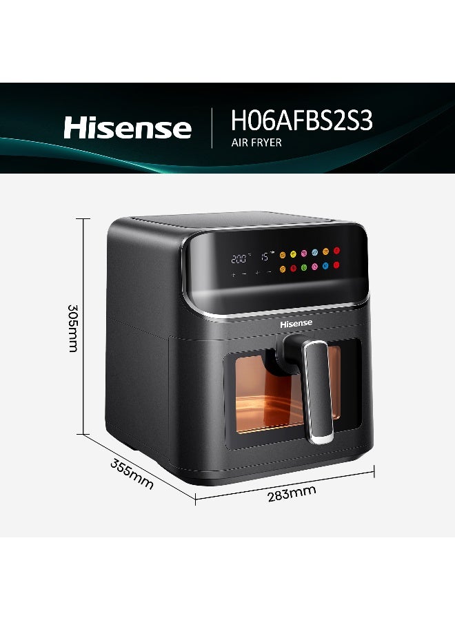 Hisense 6.7L Capacity Air Fryer, 1350W Power, 200℃ Temperature, 10 Present Cooking Menu, Visible Basket, Colorful Touch Panel, 360°Circulation (H06AFBS2S3 Black) 6.7 L 1350 W Air Fryer Black - Image 2