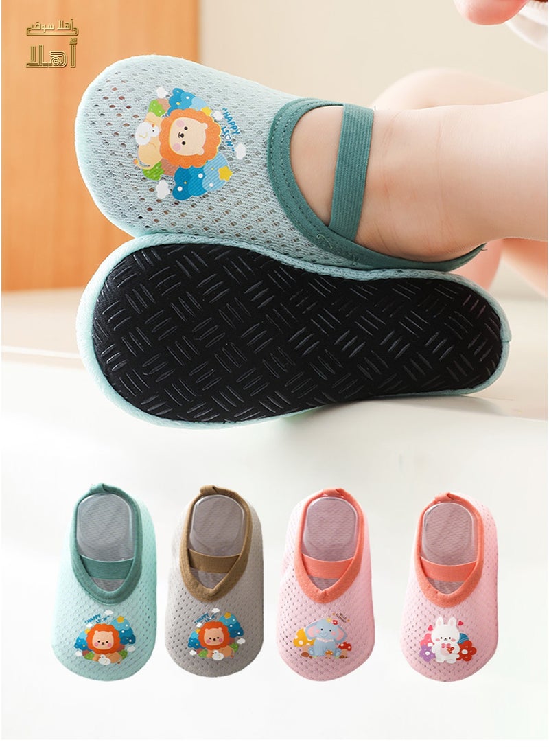 Kids Non-Slip Floor Socks with Silicone Sole – Lightweight & Breathable, 4 Animal Designs-Lion Forest - Image 2
