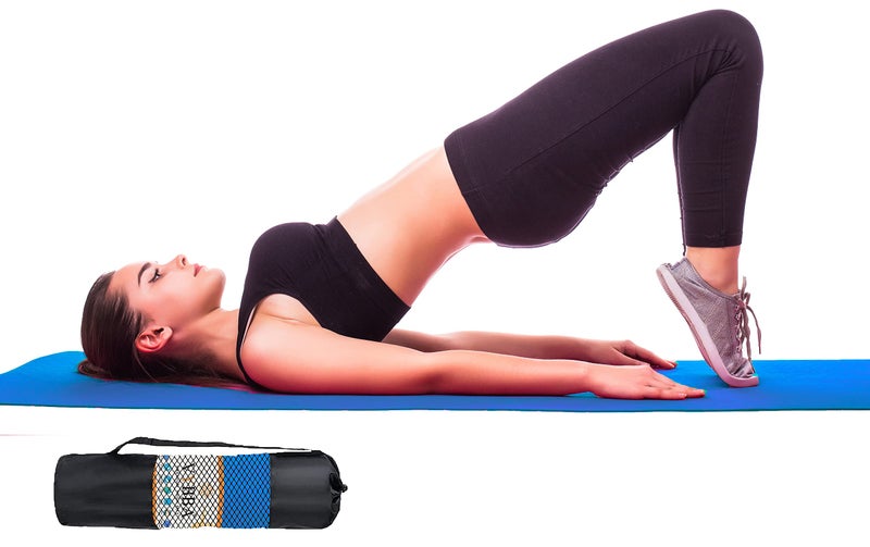 VYBBA 6 MM 100% EVA Yoga Mat with Bag Cover for Gym Workout and Yoga Exercise Odour free Anti-Slip Yoga Mat for Men & Women Fitness Blue - Image 1