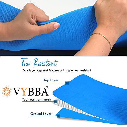 VYBBA 6 MM 100% EVA Yoga Mat with Bag Cover for Gym Workout and Yoga Exercise Odour free Anti-Slip Yoga Mat for Men & Women Fitness Blue - Image 4