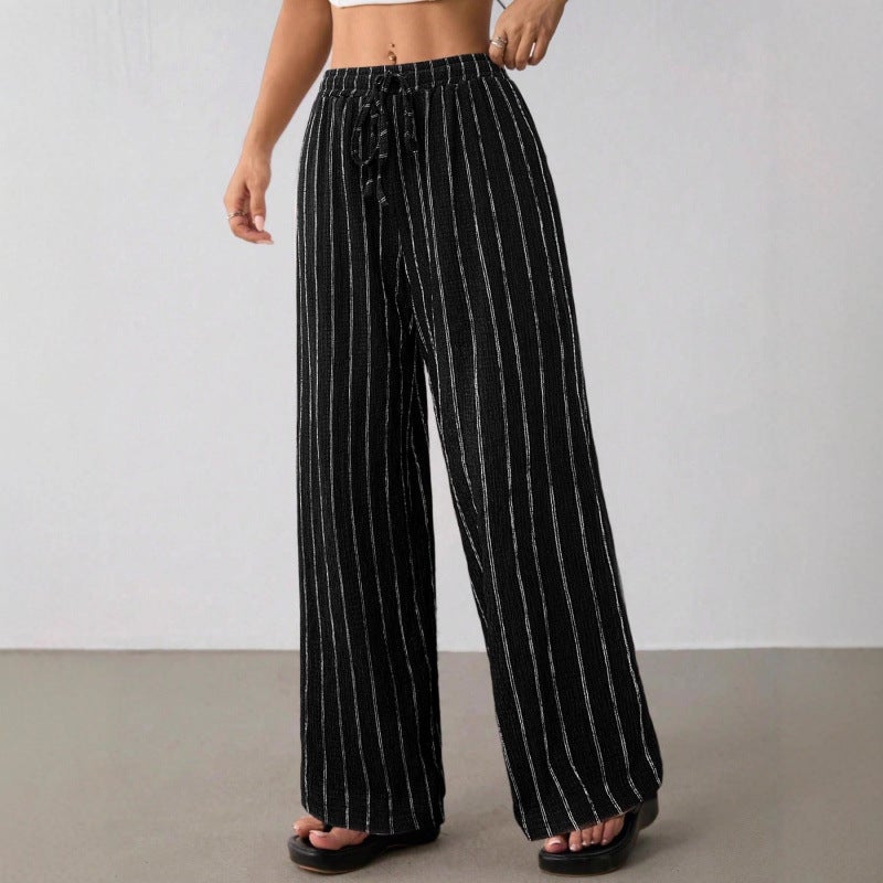 Women's Casual Wide Leg Pants with Drawstring Elastic Waist - Image 5