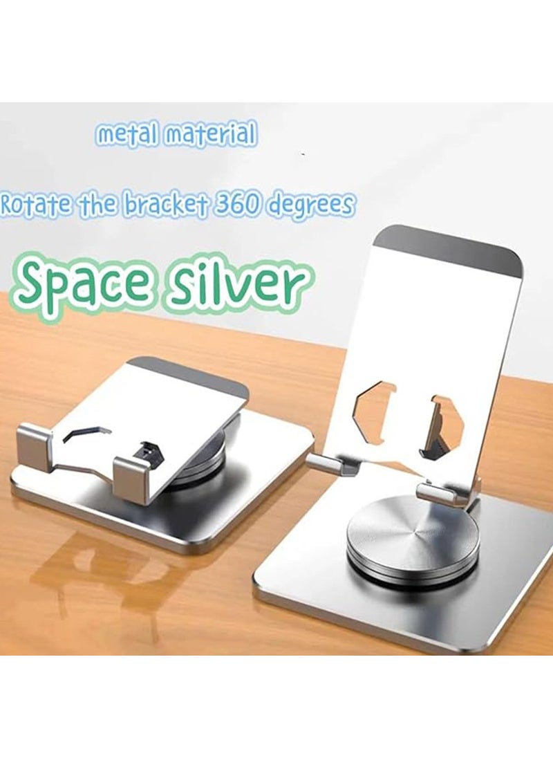 Dexmon - Metal Foldable Desktop Phone Holder Tablet Stand 360 Degree Rotating Adjustable - Image 1