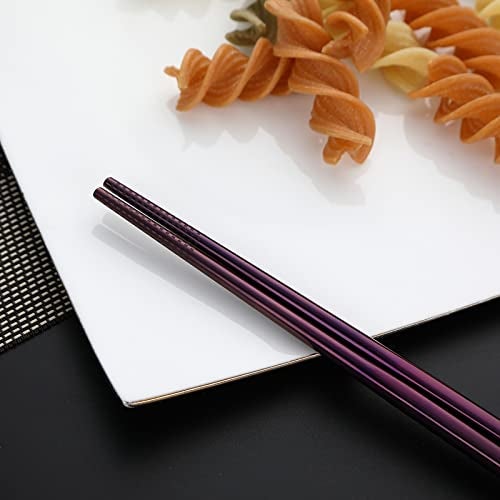 DEVICO Portable Utensils, Travel Camping Cutlery Set, 8-Piece including Knife Fork Spoon Chopsticks Cleaning Brush Straws Portable Case, Stainless Steel Flatware set (Purple) - Image 5