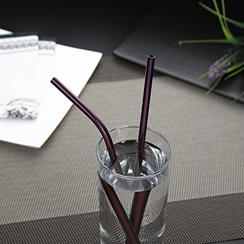 DEVICO Portable Utensils, Travel Camping Cutlery Set, 8-Piece including Knife Fork Spoon Chopsticks Cleaning Brush Straws Portable Case, Stainless Steel Flatware set (Purple) - Image 4