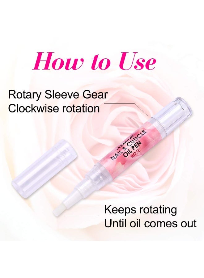 Lagunamoon Cuticle Oil Pen for Nail Nail Oil for Nail Care & Nail Growth - Nourish, Soothe & Moisturize Damaged Nails - Rose, 5 ml