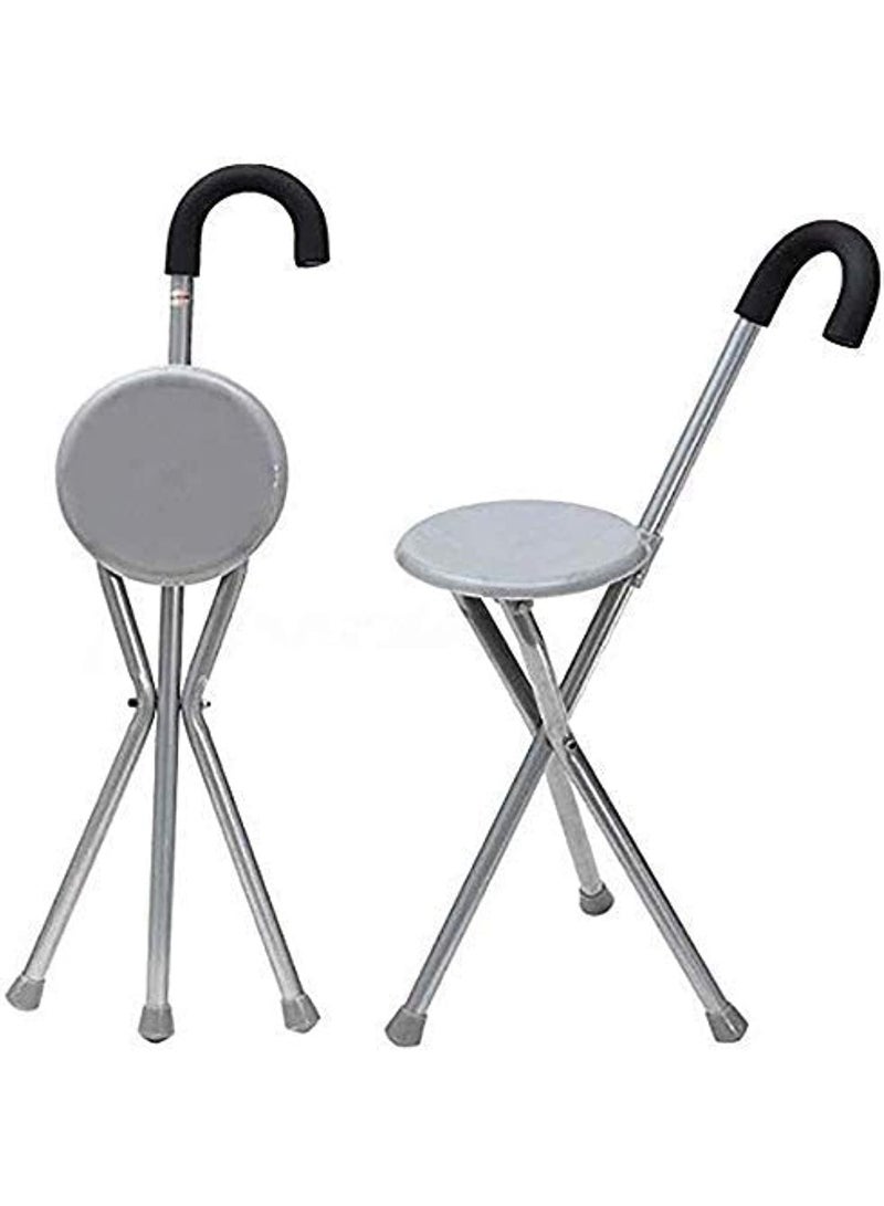 كرسي مشي محمول 2 في 1 قابل للطي وخفيف الوزن مع مقعد وحامل ثلاثي القوائم