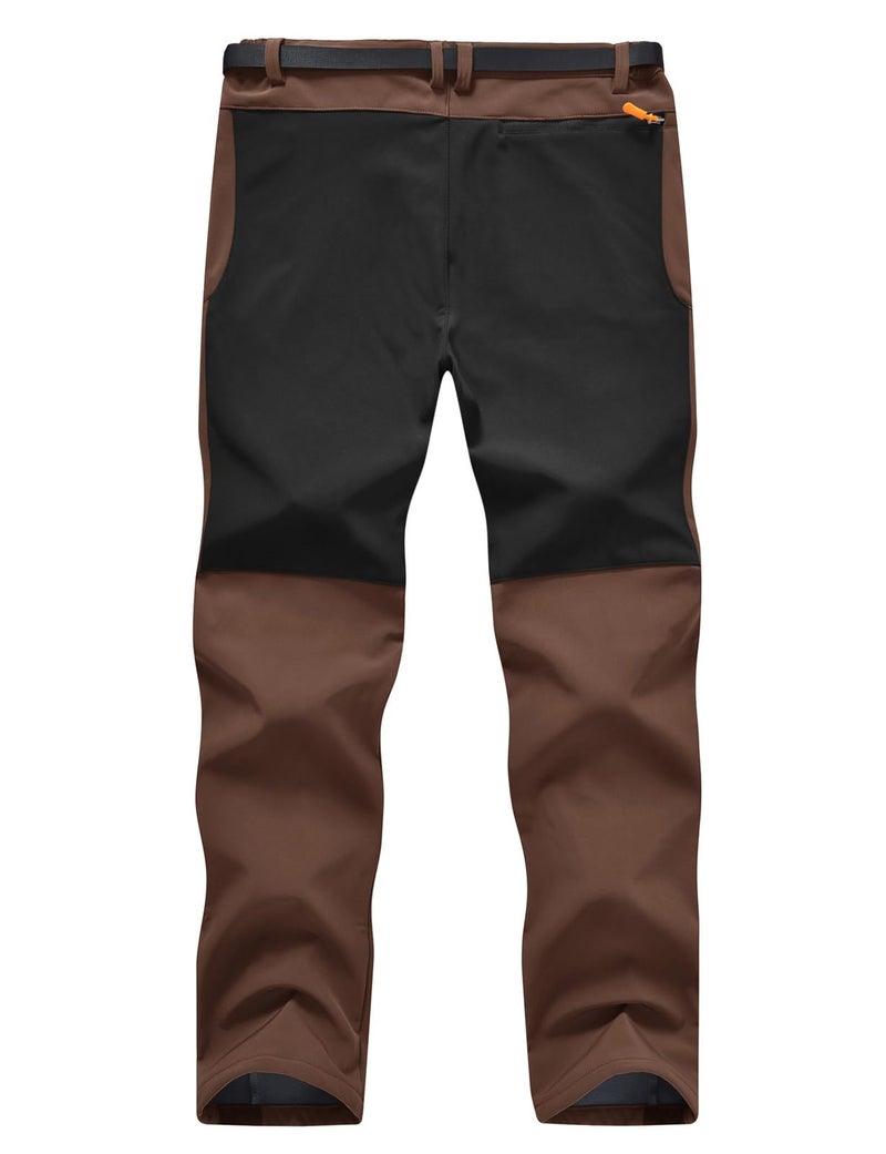TBMPOY Men's Snow Ski Hiking Pants Waterproof Fleece Lined Pants Outdoor Mountain Softshell with Belt 02 Thick Brown S - Image 3