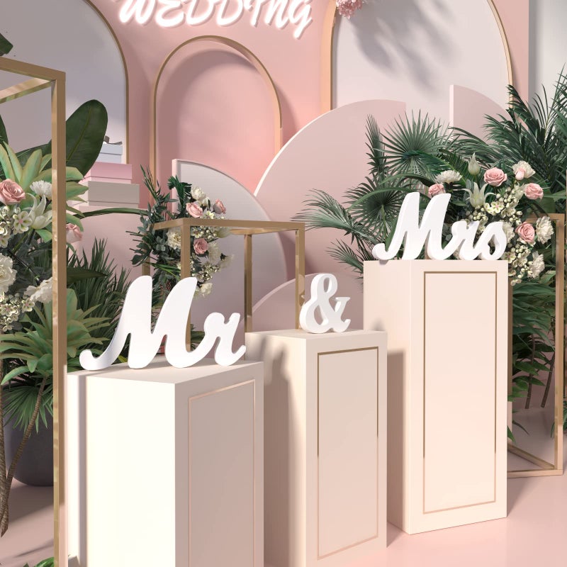 VIOPVERY Mr and Mrs Sign for Wedding Table Large Wooden Letters Mr & Miss Signs for Sweetheart Table Photo Props Wedding decorations for Anniversary White - Image 3