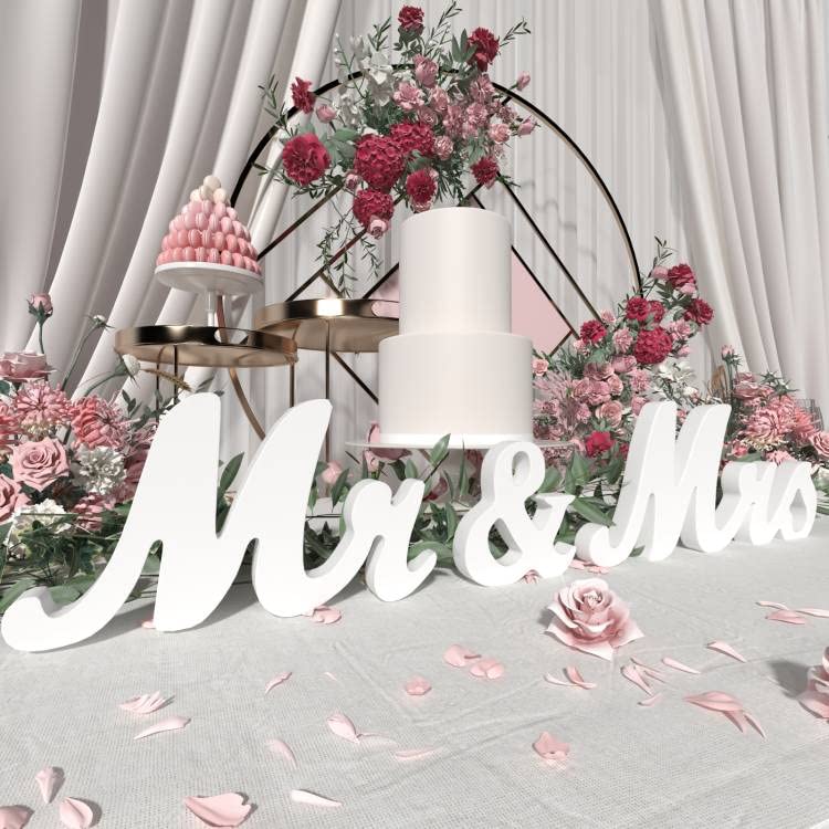VIOPVERY Mr and Mrs Sign for Wedding Table Large Wooden Letters Mr & Miss Signs for Sweetheart Table Photo Props Wedding decorations for Anniversary White - Image 1