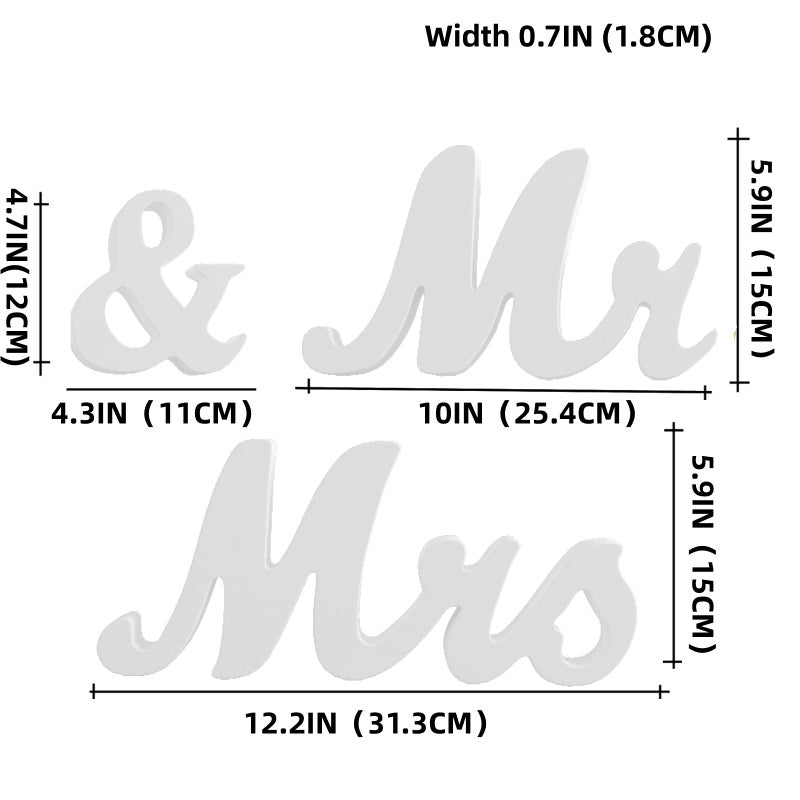 VIOPVERY Mr and Mrs Sign for Wedding Table Large Wooden Letters Mr & Miss Signs for Sweetheart Table Photo Props Wedding decorations for Anniversary White - Image 2
