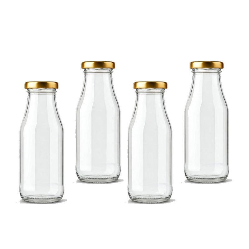 ASIDEA Glass Bottles Set of 2 200 ml Capacity Leak proof Airtight lid transparent glass Bottle with Metal black Lid Perfect for Home Milk cold coffee Juicing Water Smoothie 200ml 2 - Image 1