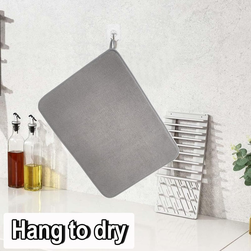 Excefore Market demand focused build Large Dish Drying Mat for Kitchen Counter, 2 Pcs Absorbent Dish Drainer Mat, Super Absorbent Dish Drying Pads, for Countertops, sinks, draining racks(Gray) Tight fitted parts - Image 5