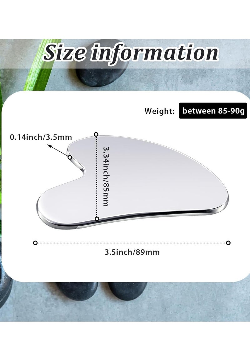 Generic Stainless Steel Facial Guasha Tools, Mineral Guasha Skin Tightening, Beauty Guasha Tool for Body Eyes and Neck Massage with Travel Bag, Skin Care Gifts (Silver)  - Image 2