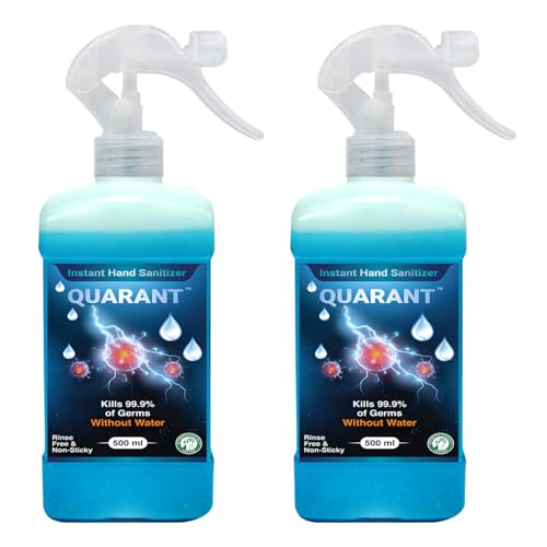 QUARANT 80% Alcohol Based Instant Hand Sanitizer Trigger Spray, Kills 99.9% Germs, WHO Recommended Formula & FDA Approved, 500 ml (Pack of 2 Bottles) - Image 1