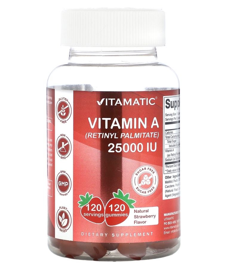 Vitamin A (Retinyl Palmitate) Natural Strawberry 25000 IU 120 Gummies