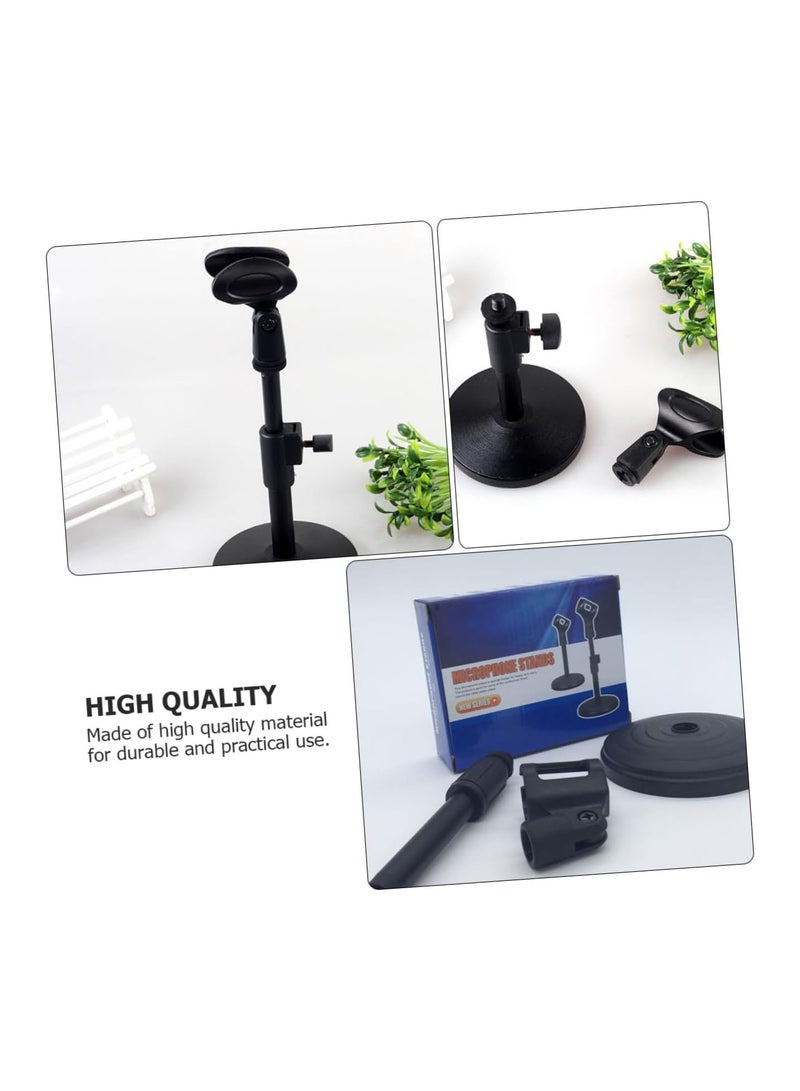 GGOOT 2pcs microphone stand table microphone fixing stand Fixing Frame for Meeting microphone desktop stand desktop tablet holder Microphone Bracket adjustable online class disc plastic Black  - Image 3