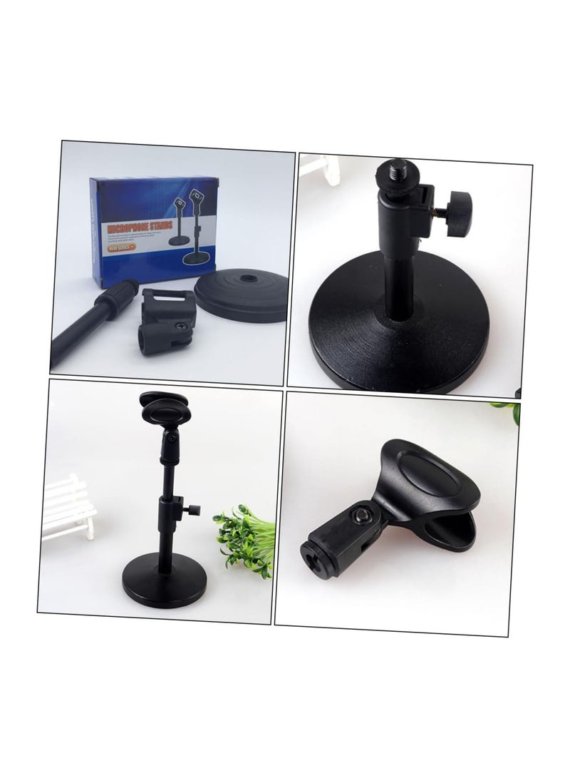 GGOOT 2pcs microphone stand table microphone fixing stand Fixing Frame for Meeting microphone desktop stand desktop tablet holder Microphone Bracket adjustable online class disc plastic Black  - Image 2