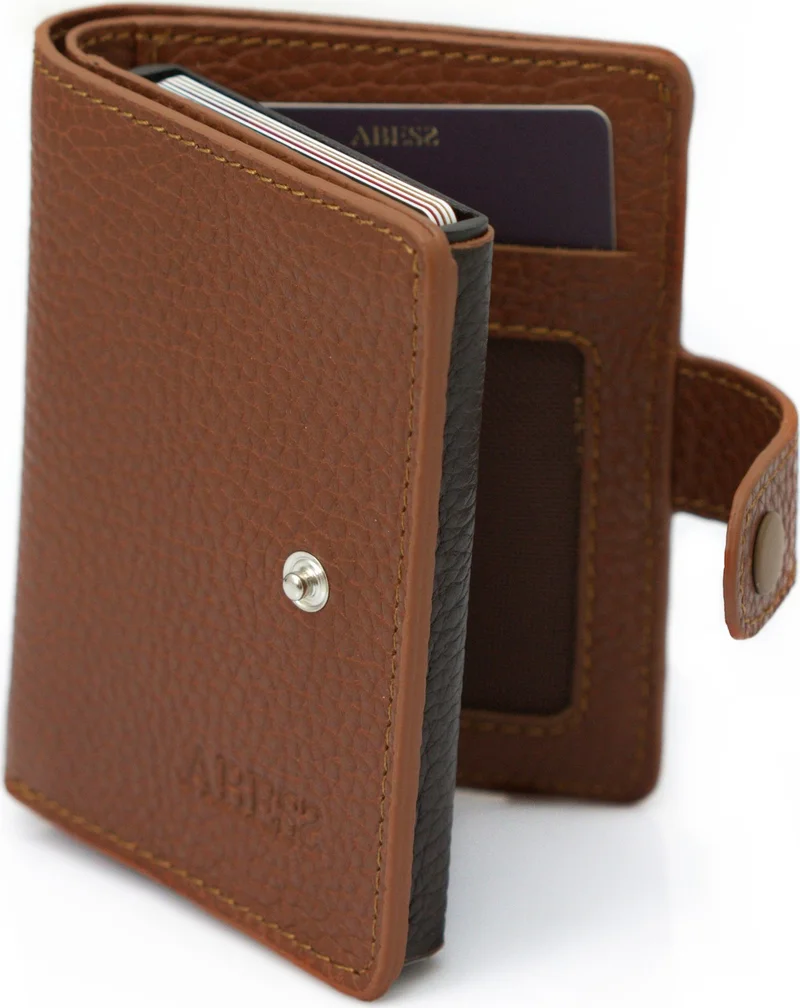 Abess Card Holder Wallet , Luxury Leather Mechanism Wallet Card Holder