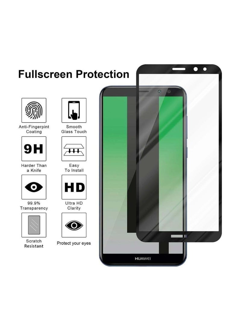 erorex - 5D Tempered Glass Screen Protector Compatible with Huawei Mate 10 Lite Full Coverage Edge to Edge Protection Anti Scratch High Transparency Bubble Free Installation Black - Image 1
