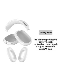 Suitable For Apple Headphone Case Airpods Max Protective Case Head-Mounted Earphone Case Silicone Protective Cover Case-Color:Max Silvery White 3-piece Set (shell Set * 1 Pair Beam Set * 1 Ear Cushion Set * 1 Pair)-Applicable Model:AirPodsMax