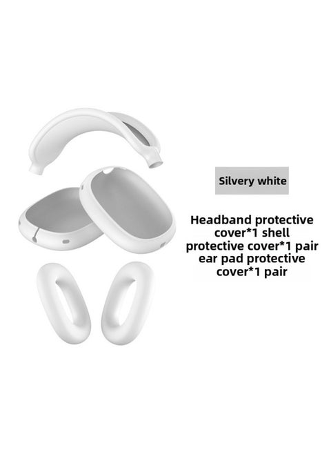 Suitable For Apple Headphone Case Airpods Max Protective Case Head-Mounted Earphone Case Silicone Protective Cover Case-Color:Max Silvery White 3-piece Set (shell Set * 1 Pair Beam Set * 1 Ear Cushion Set * 1 Pair)-Applicable Model:AirPodsMax
