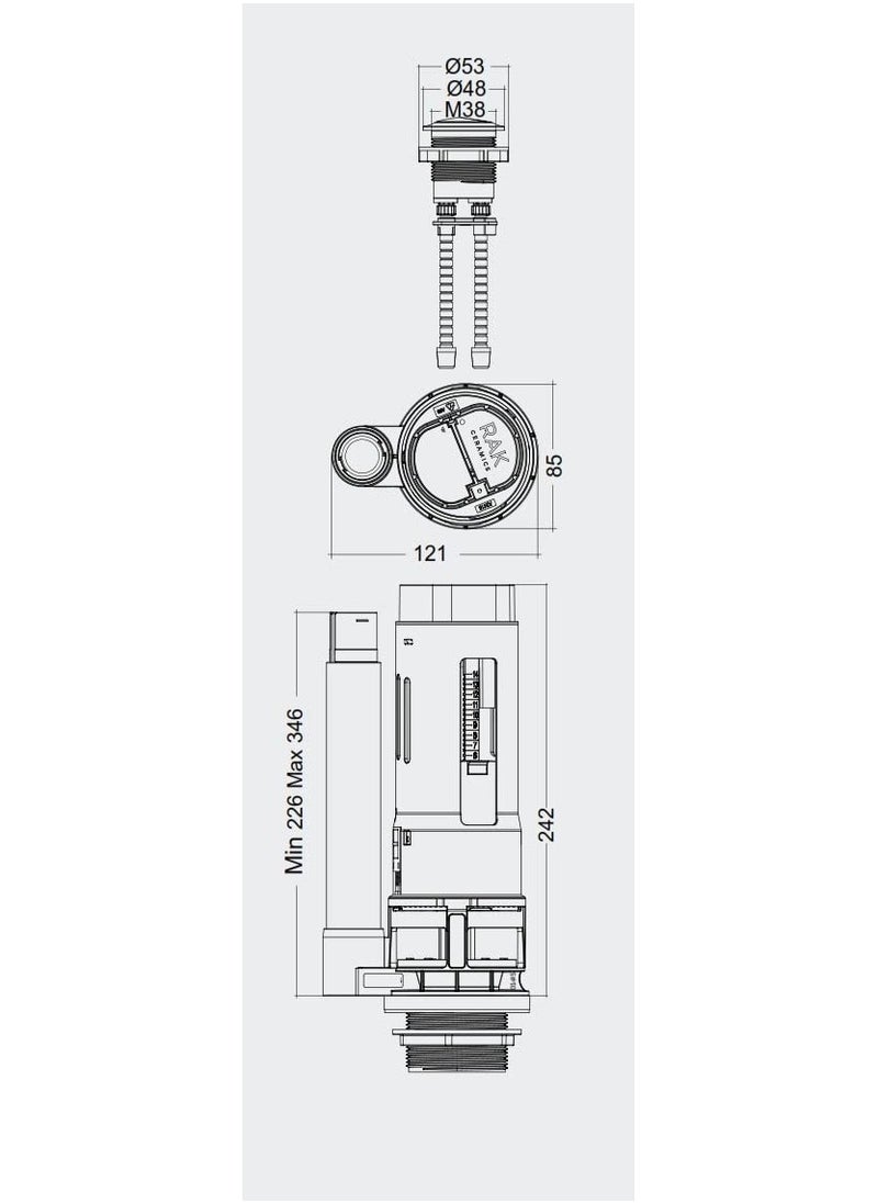 RAK CERAMICS - Rak Ceramics Rak-Maxxflush Dual Flush Valve | For Toilet Cisterns With Rubber Seal & Bolt | Water Saving Cisterns Flush System (FS60FLRF) - Image 1