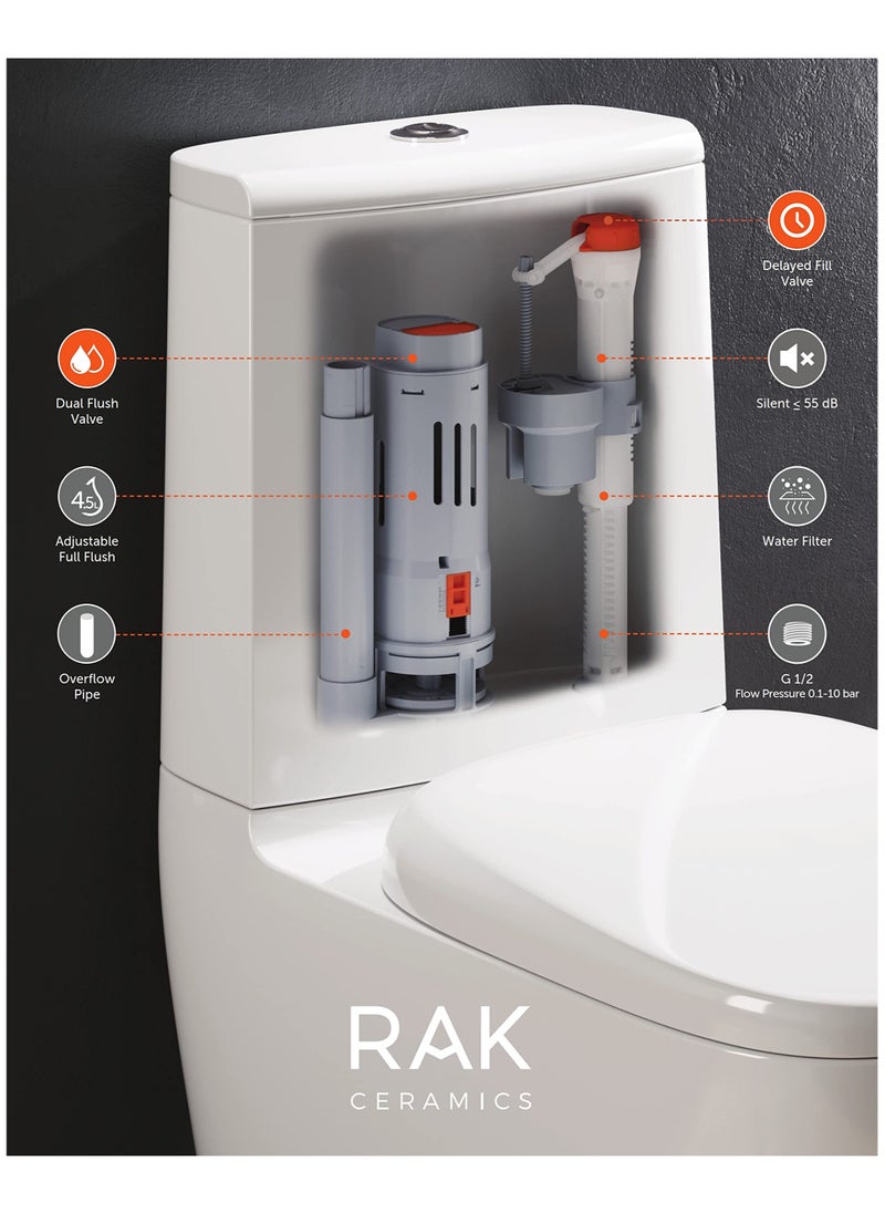 RAK CERAMICS - Rak Ceramics Rak-Maxxflush Dual Flush Valve | For Toilet Cisterns With Rubber Seal & Bolt | Water Saving Cisterns Flush System (FS60FLRF) - Image 1