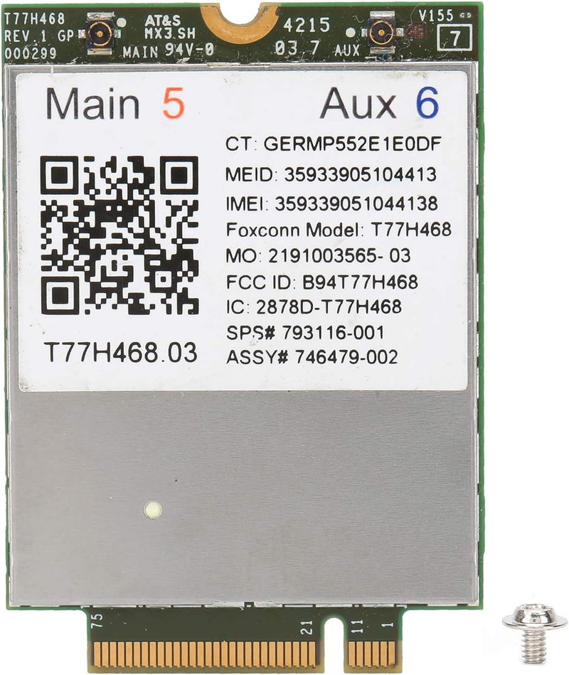 بطاقة شبكة لاسلكية لوحدة LT4211 4G LTE WWAN T77H468 M.2، بديل متوافق مع شريحة MDM9625، نطاق عريض متنقل عالي السرعة لأجهزة EliteBook وZBook - Image 1