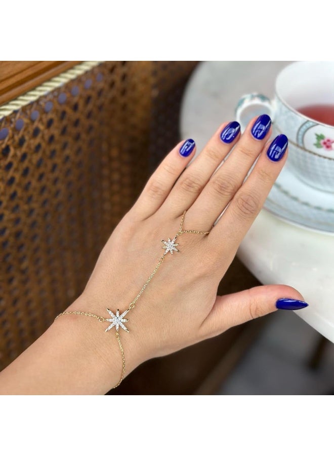 Wrist Rhinestone Celestial Star Finger Bracelet Ring Hand Chain Dainty Gold Hand Jewelry Chain For Women Non Tarnish - Image 5