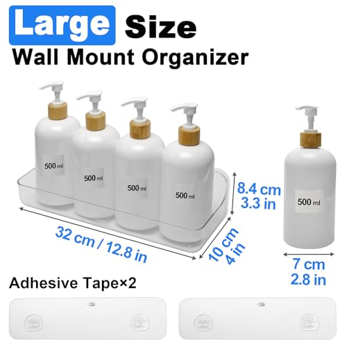 Diesisa Acrylic Wall Mounted Shower Caddy, Clear, Large Size 12.8L x 4" W x 3.3" H, Acrylic Shelf, No Drilling Walls Adhesive Shelf, Bathroom Shelves with Self Adhesive Tape for Bathroom, Kitchen - Image 5