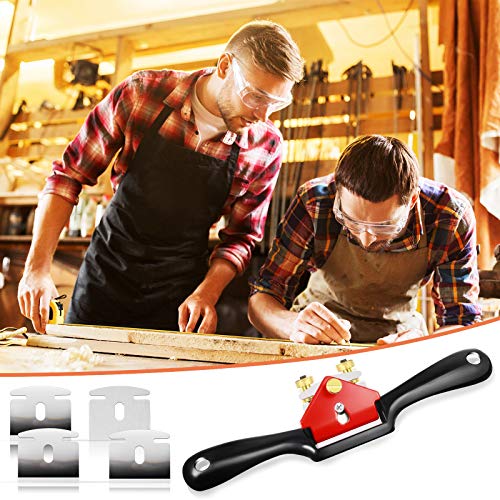 Minatee Adjustable Spokeshave with Flat Base and 5 Metal Blade Smooth Planes Working Hand Tool for Wooden Craft Carver Wood Working - Image 5
