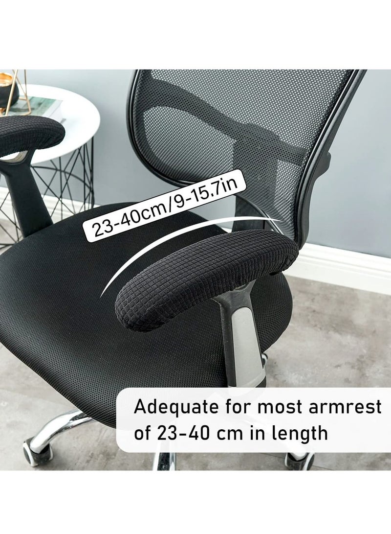 SYOSI Chair Arm Pad Covers, Office Chair Armrest Cover Removable Elastic Washable Waterproof Fabricchair Armrest Covers Soft Armrest Cushion Pad For Home Or Office Chair(2 Pair Black) - Image 2