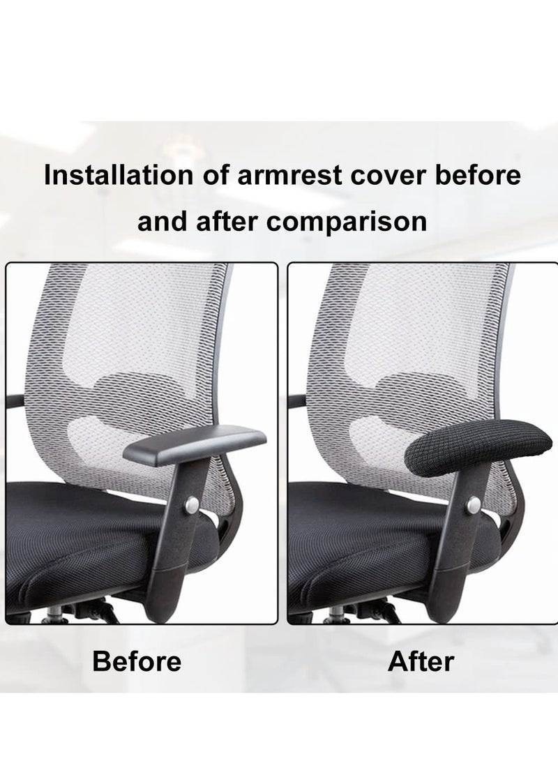 SYOSI Chair Arm Pad Covers, Office Chair Armrest Cover Removable Elastic Washable Waterproof Fabricchair Armrest Covers Soft Armrest Cushion Pad For Home Or Office Chair(2 Pair Black) - Image 4
