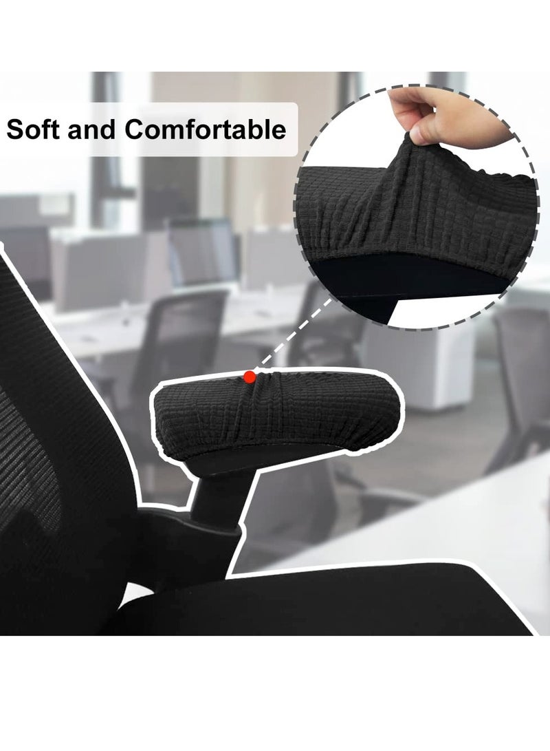 SYOSI Chair Arm Pad Covers, Office Chair Armrest Cover Removable Elastic Washable Waterproof Fabricchair Armrest Covers Soft Armrest Cushion Pad For Home Or Office Chair(2 Pair Black) - Image 5
