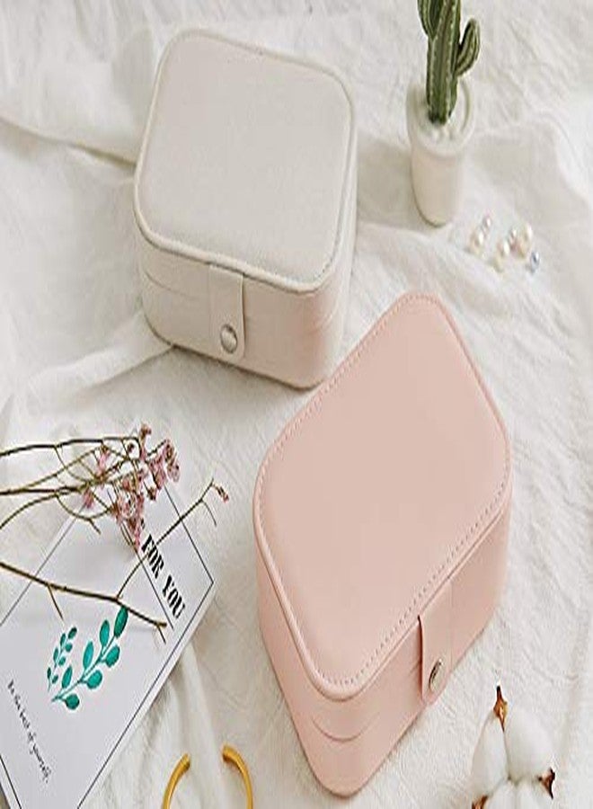 Overa Jewellery Box Organiser - Small Travel Size, Soft, Multi-compartment Jewelry Storage Case for Rings Earrings Necklace Bracelets, Jewelry Gift Box Girls, Women (Pink) - Image 5