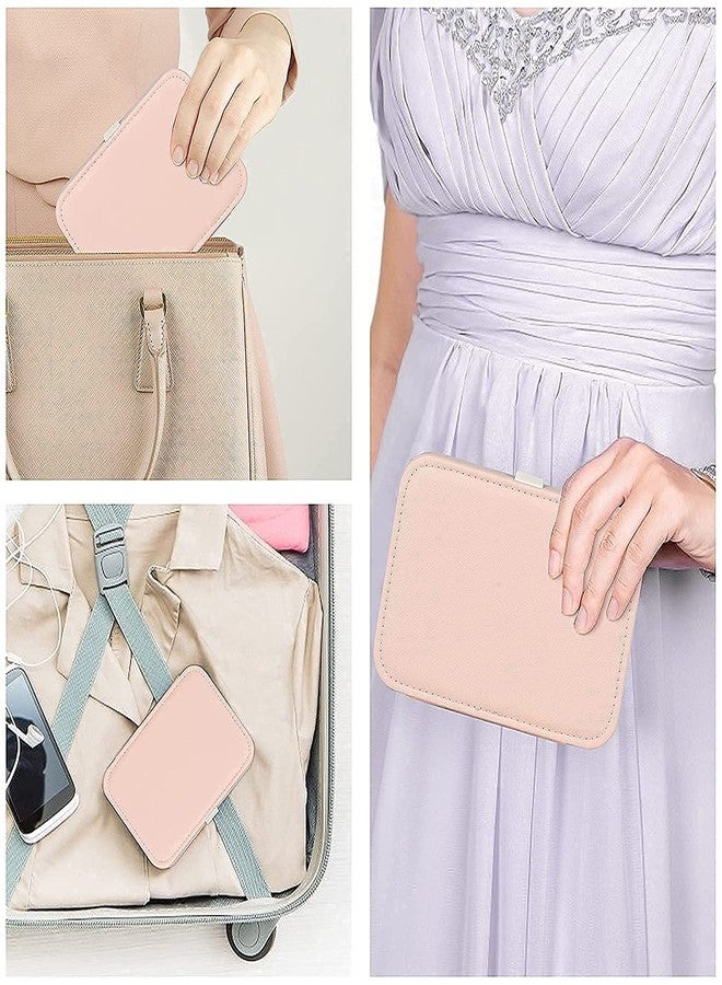 Overa Jewellery Box Organiser - Small Travel Size, Soft, Multi-compartment Jewelry Storage Case for Rings Earrings Necklace Bracelets, Jewelry Gift Box Girls, Women (Pink) - Image 4