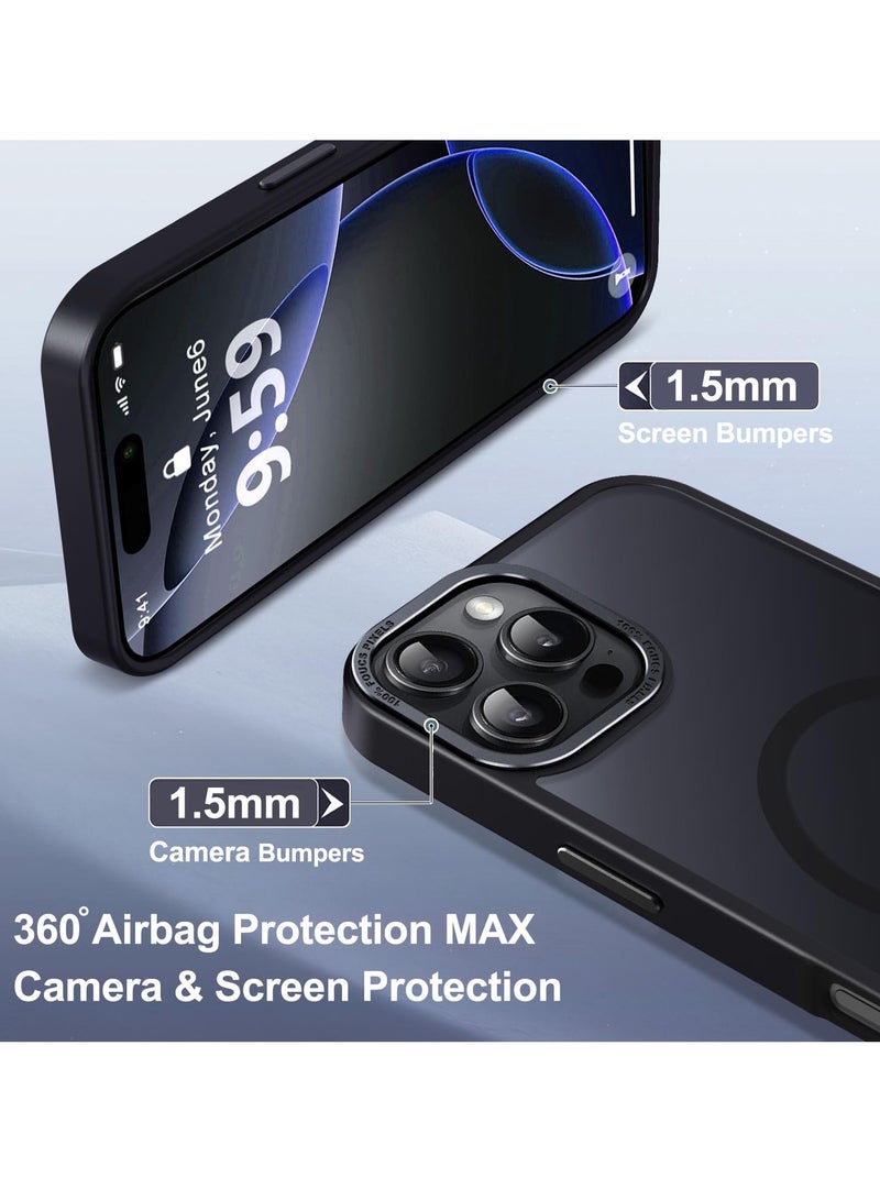 Eligo iPhone 16 Pro Max Magnetic MagSafe Case Black Slim Matte Translucent Back Shockproof Cover Protective Phone Case for Everyday Use Gift - Image 5