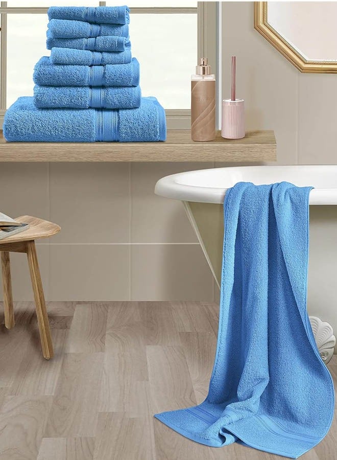 كينغستون طقم مناشف حمام كينجستون عالية الجودة عالية الامتصاص، 2 منشفة حمام، 2 منشفة يد و4 قطع قماش للغسيل، مجموعة مكونة من 8 قطع باللون الأزرق السماوي - Image 5