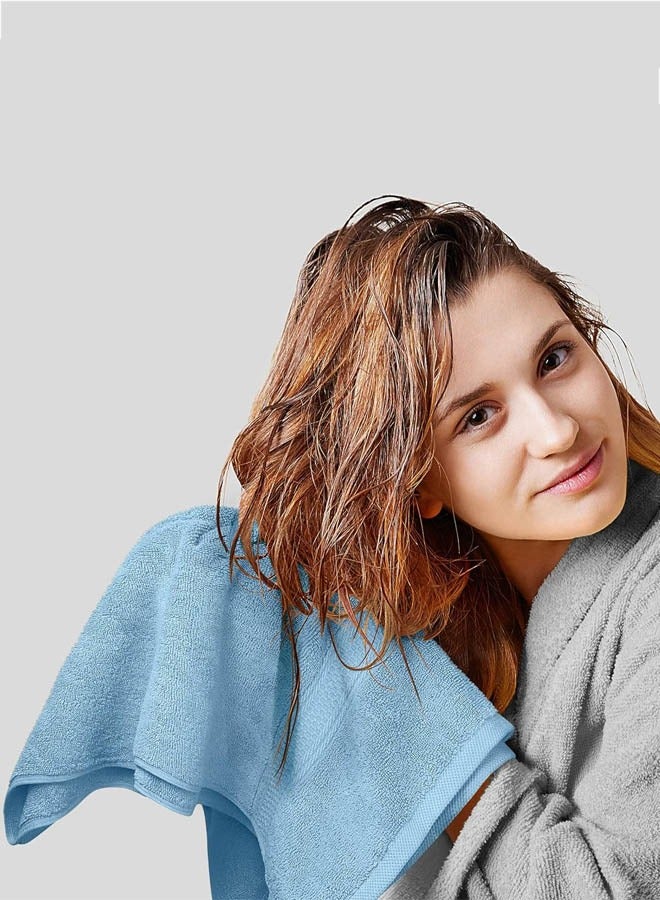 كينغستون طقم مناشف حمام كينجستون عالية الجودة عالية الامتصاص، 2 منشفة حمام، 2 منشفة يد و4 قطع قماش للغسيل، مجموعة مكونة من 8 قطع باللون الأزرق السماوي - Image 4