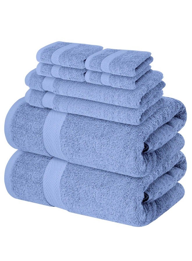 كينغستون طقم مناشف حمام كينجستون عالية الجودة عالية الامتصاص، 2 منشفة حمام، 2 منشفة يد و4 قطع قماش للغسيل، مجموعة مكونة من 8 قطع باللون الأزرق السماوي - Image 2
