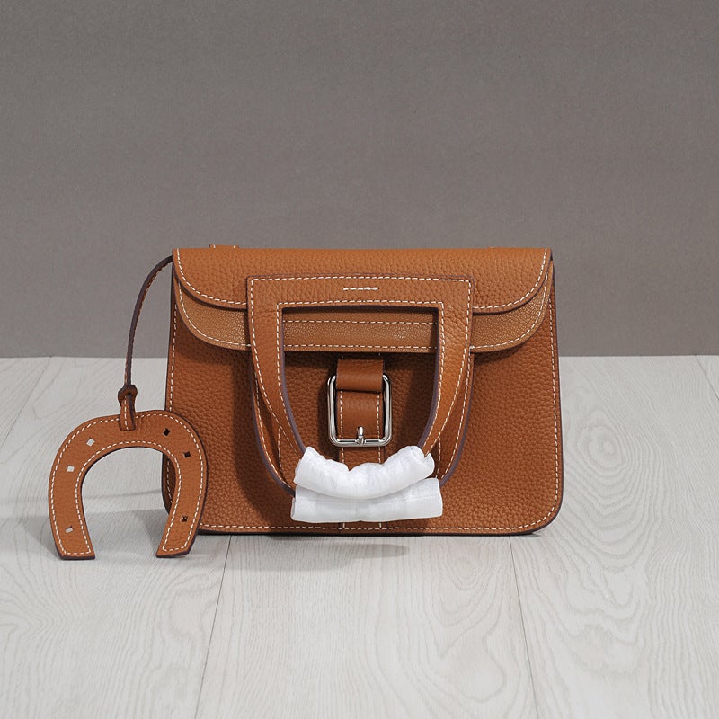 Horseshoe Bag Women'S Envelope Bag First Layer Cowhide Shoulder Crossbody Handbag Genuine Leather Small Square Bag - Image 2