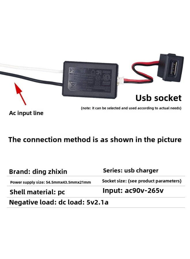 European Standard 5V2A Adapter Floor Lamp Table Lamp Special Safety Standard USB Charger Single USB Socket-Color:Planar Single A Socket  - Image 2