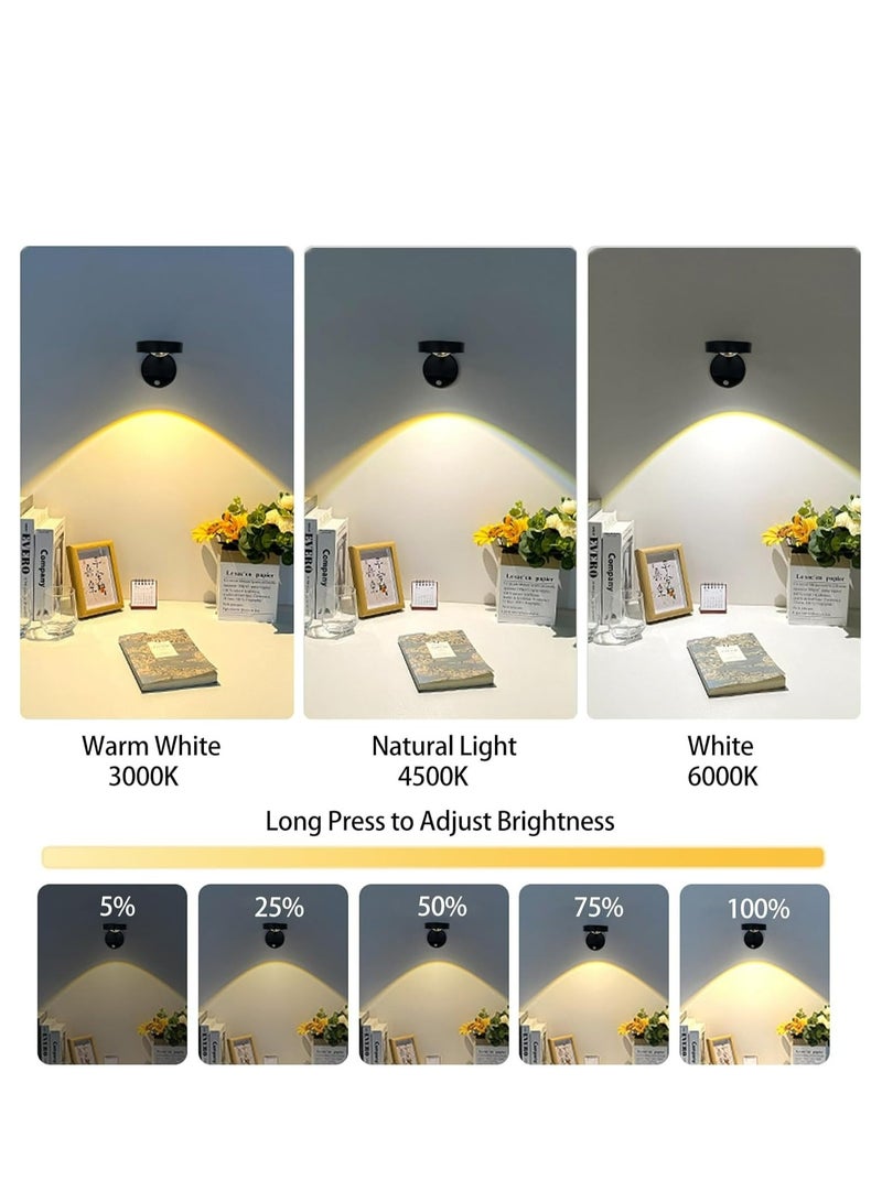 Motion Sensor Picture Light LED Cat-Eye Bulb Wall Sconce Stick on Display Accent Lighting Dimmable 360° Rotation Rechargeable for Paintings - Image 2