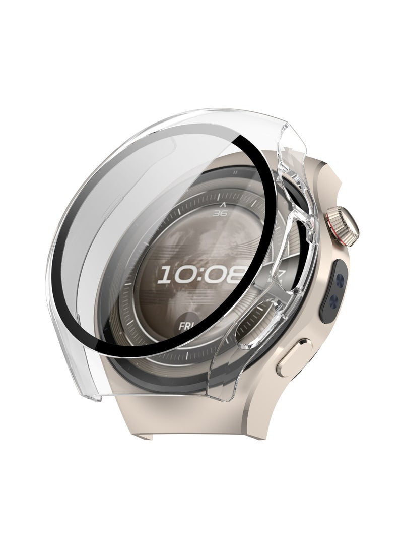 حافظة تغطية كاملة لساعة هواوي 5(42 مم)، واقية من الخدوش والصدمات، مصنوعة من مادة البولي كربونات الصلبة المقسية، متوافقة مع ساعة هواوي 5(42 مم)، شفافة - Image 1