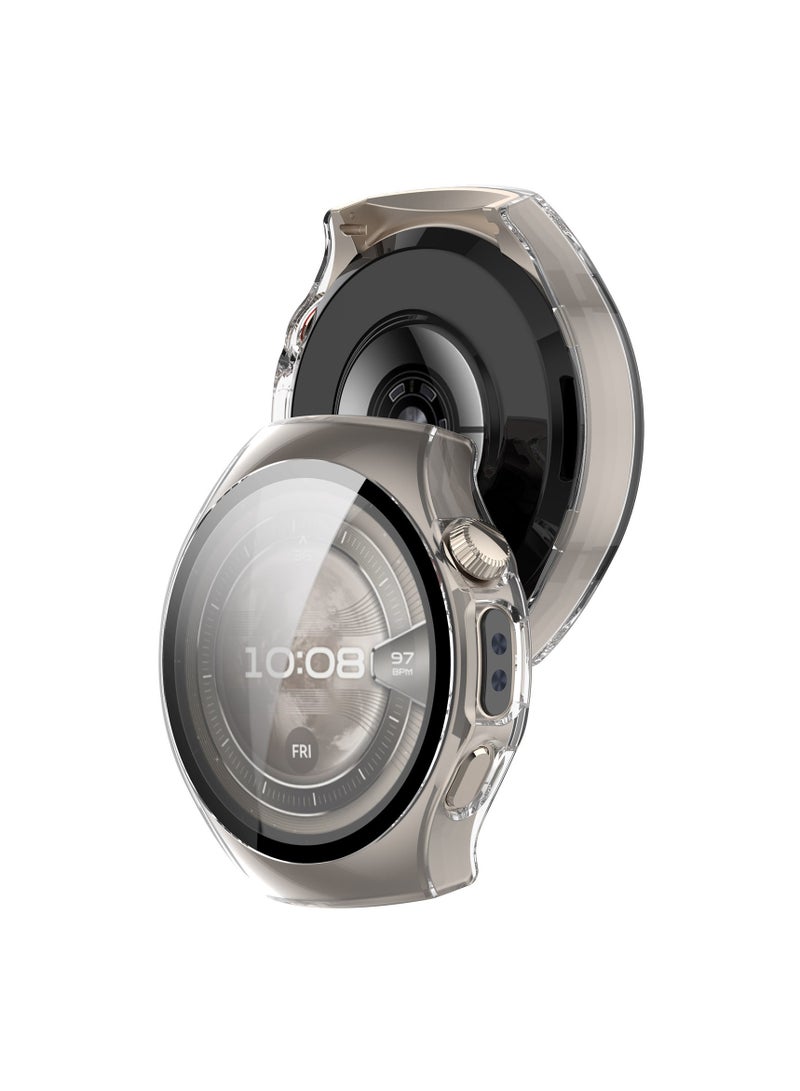 حافظة تغطية كاملة لساعة هواوي 5(42 مم)، واقية من الخدوش والصدمات، مصنوعة من مادة البولي كربونات الصلبة المقسية، متوافقة مع ساعة هواوي 5(42 مم)، شفافة - Image 3