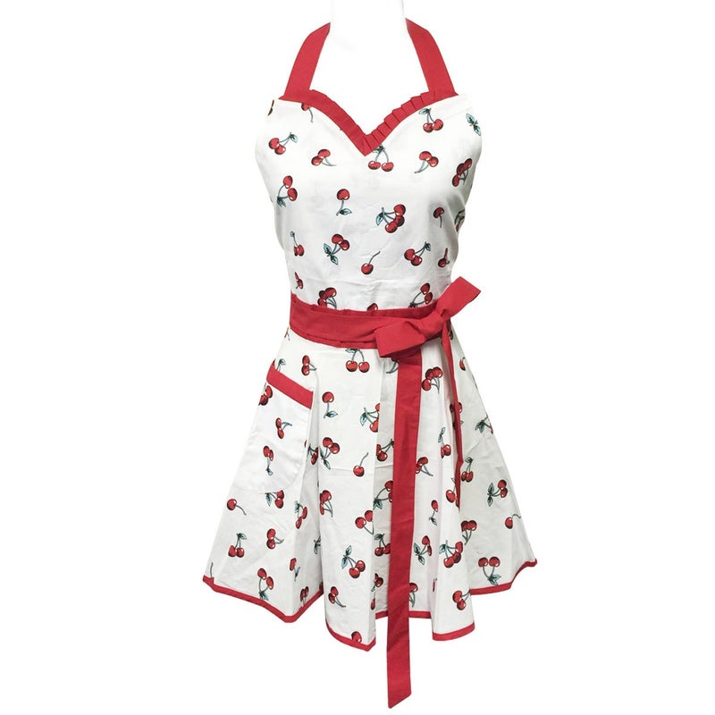 Wrapables Adjustable Flirty Hostess Apron Sweet Cherries